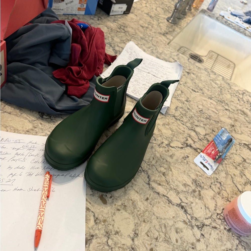 Hunter Kids Dark Green Chelsea Rain Boots